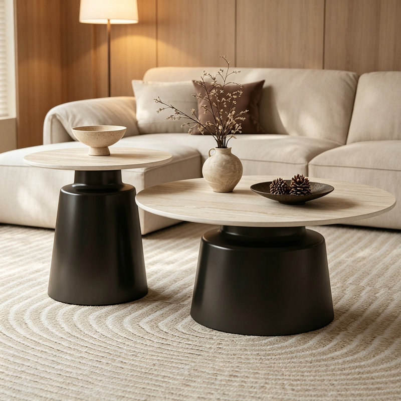 Deming, H 14,96 po x l 31,49 po x P 31,49 po, Blanc cassé / noir