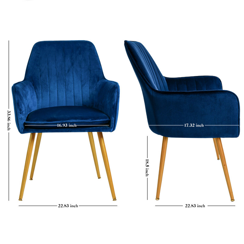 Jevita Velvet Arm Chair, Set Of 2, Blue
