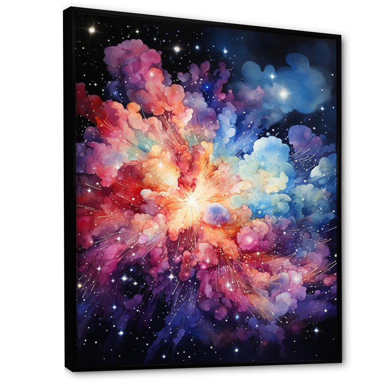 «Galaxy Celestial Fireworks I», reproduction encadrée sur toile, Cadre noir, H 20 po x l 12 po x P 1 po