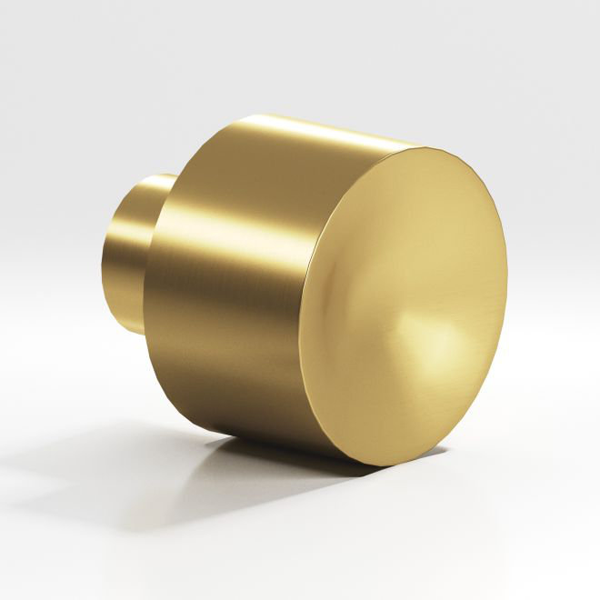 1" Diameter Round Knob, Satin Brass, 1"