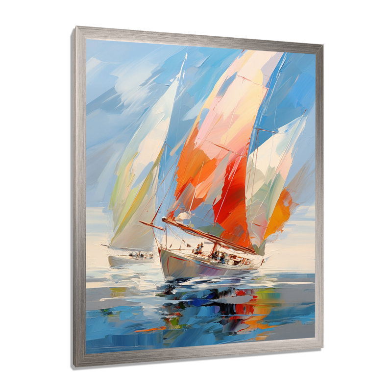 Fresin voilier abstrait, vents I - Bateau à voile, reproduction d'art sur toile encadrée, H 20 po x l 12 po x P 1 po