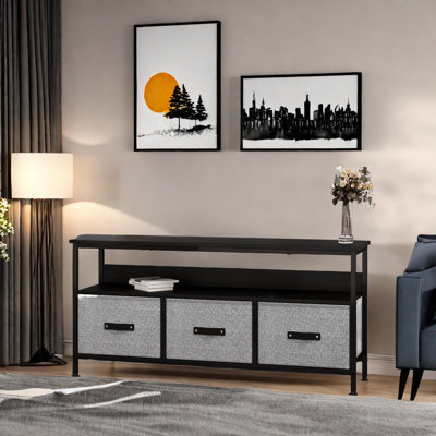 Meuble télé avec 3 tiroirs en tissu