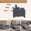 Fabric 2 Seater Sofa Bed with Cup Holders, Pull Out Sleeper Sofa-798716831