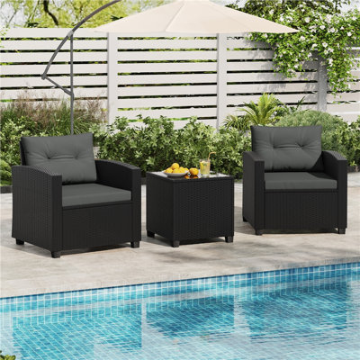 Patio Bistro Set with Cushions and Pillows