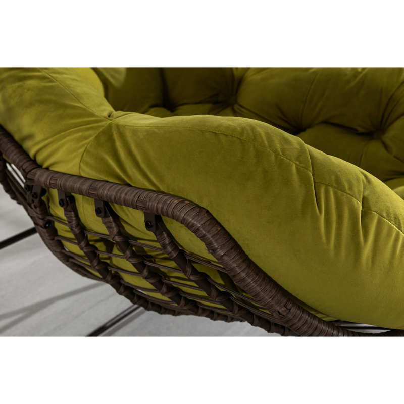 Chaise berçante rembourrée rembourrée, fabriquée avec qualité, pour patio, jardin, salon, rembourrage de siège moelleux olive, véranda