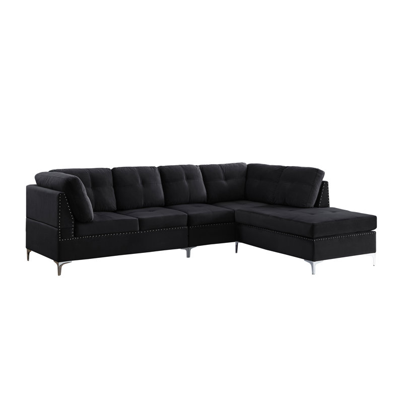 Canapé modulaire en velours, Velours noir