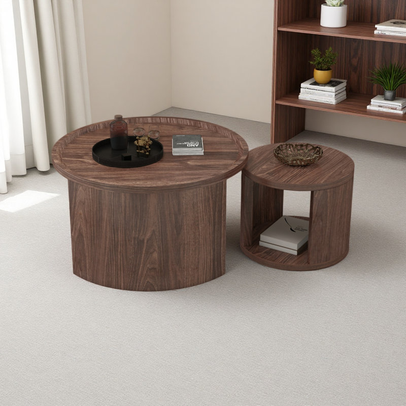 Ensemble de 2 tables basses rondes gigognes, petites tables basses 31,5 "et petites 18"