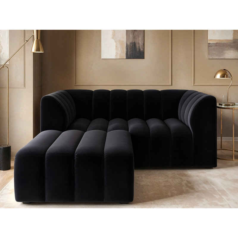 2 Seater Sofa & Chaise, Black