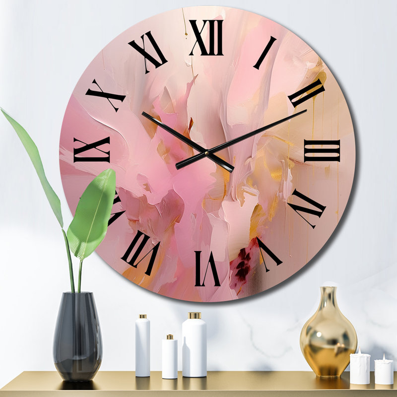 Horloge murale en métal rose, Petit