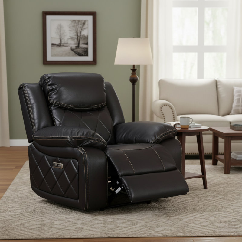 Fauteuil inclinable Scavorris, Similicuir noir