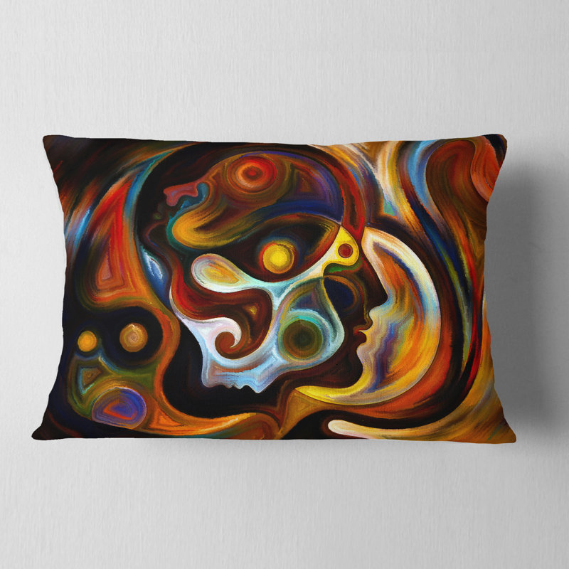 Abstract Textured Effect Digital Art Lumbar Pillow