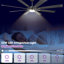 Ventilateur de plafond 72 "à DEL 72" avec moulin à vent 3 "moderne et intelligent avec application et télécommande, pales à double face, à intensité variable, moteur 6 vitesses réversible, tiges verticales 5" / 10 "/ 24"-22216109