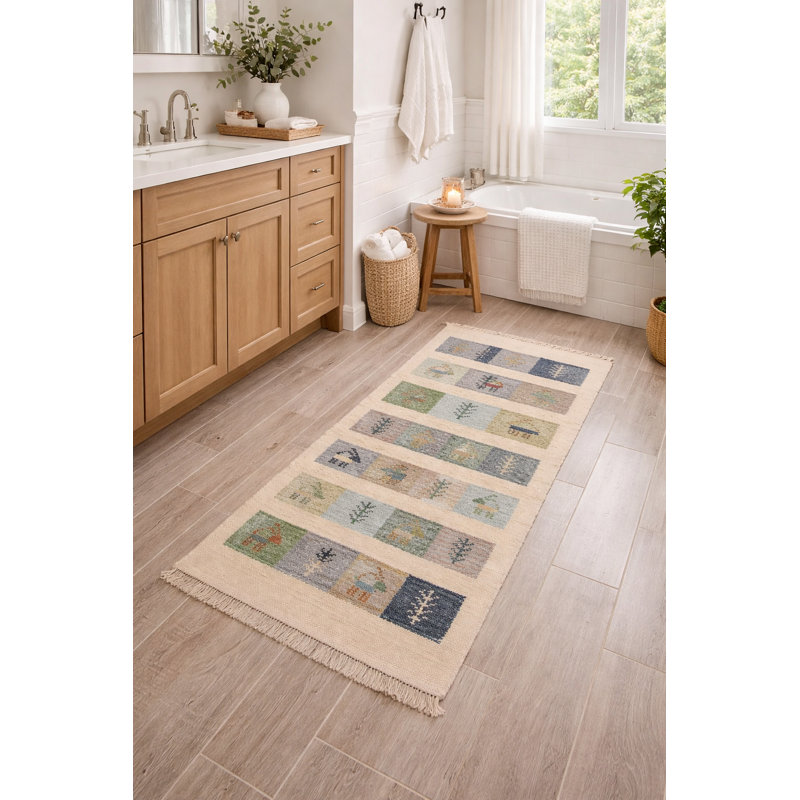 Tapis oriental crème Tribal 2 x 5 Indo Gabbeh