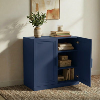  Buffet en bois avec tablettes réglables pour le hall d'entrée de la cuisine, l 36 po x l 31 po, bleu marine
