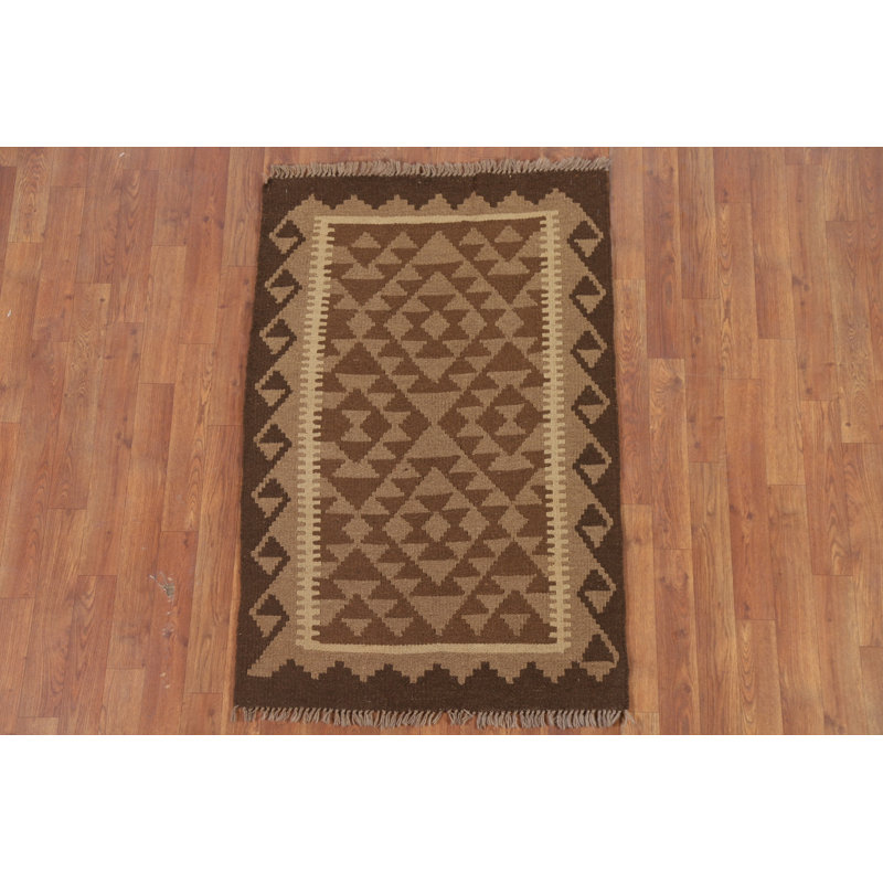 Tapis oriental géométrique en laine Kilim 3 x 4