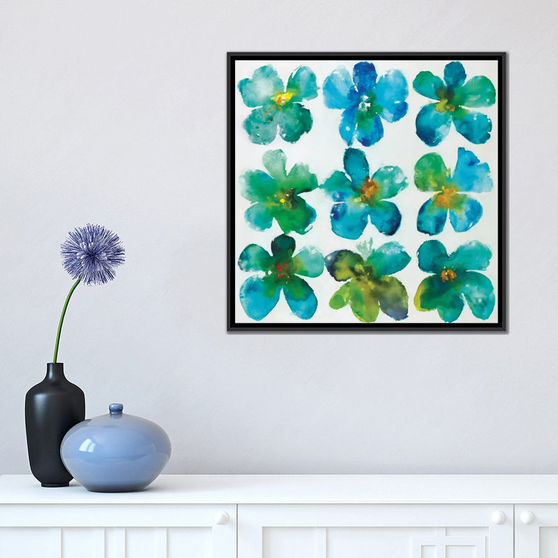 « pockety o’posies », reproduction sur toile, H 37 po x l 37 po x P 1,5 po, Toile avec cadre noir, Pas de tapis