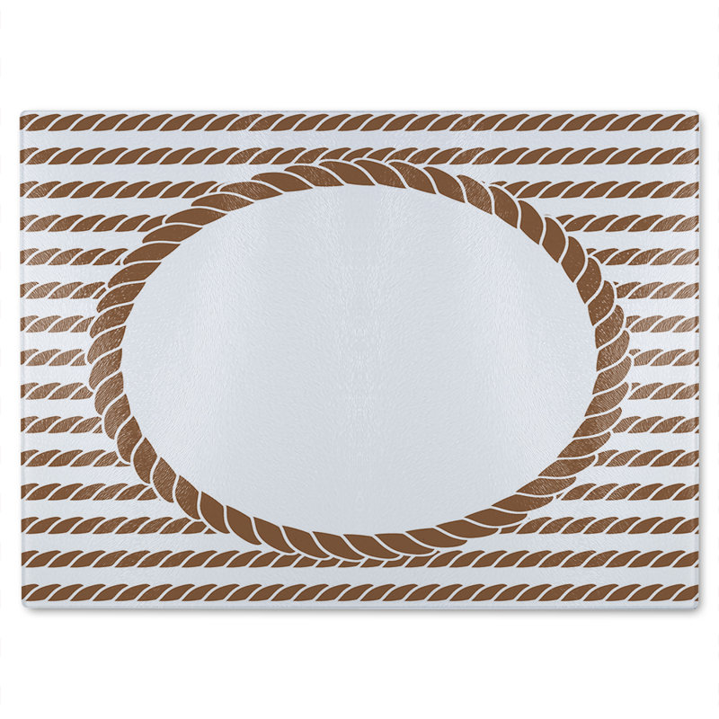 Rope Border Glass Chopping Board, 28cm L x 20cm W