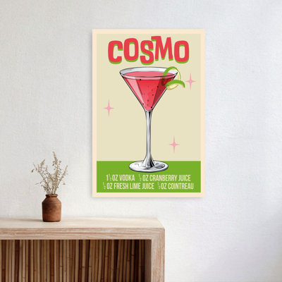 Retro Pink Cosmo Cocktail Classic Abstract Contemporary Rose Flower Landscape Wall Art Print by WallChart Art Studio - Print