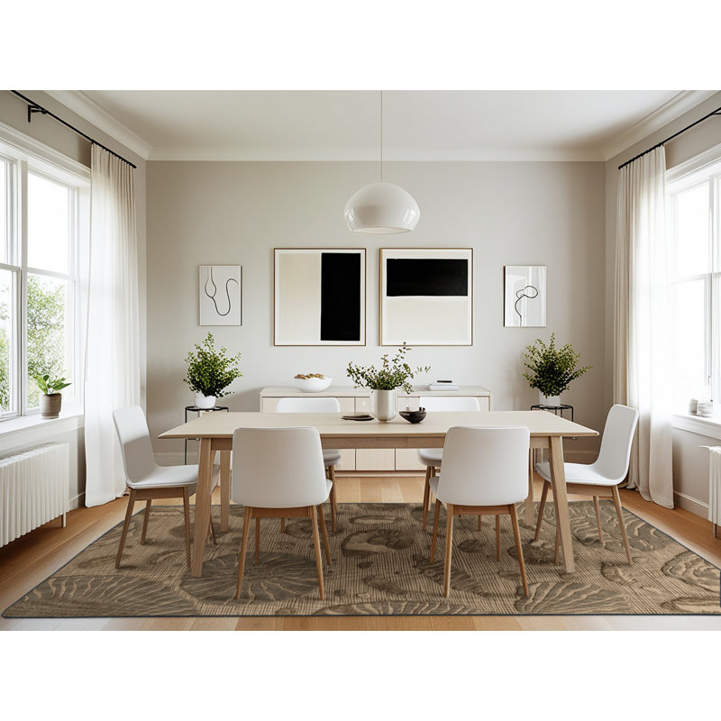 Machine Washable Nature Brown Area Rug, Rectangle 7' x 10'