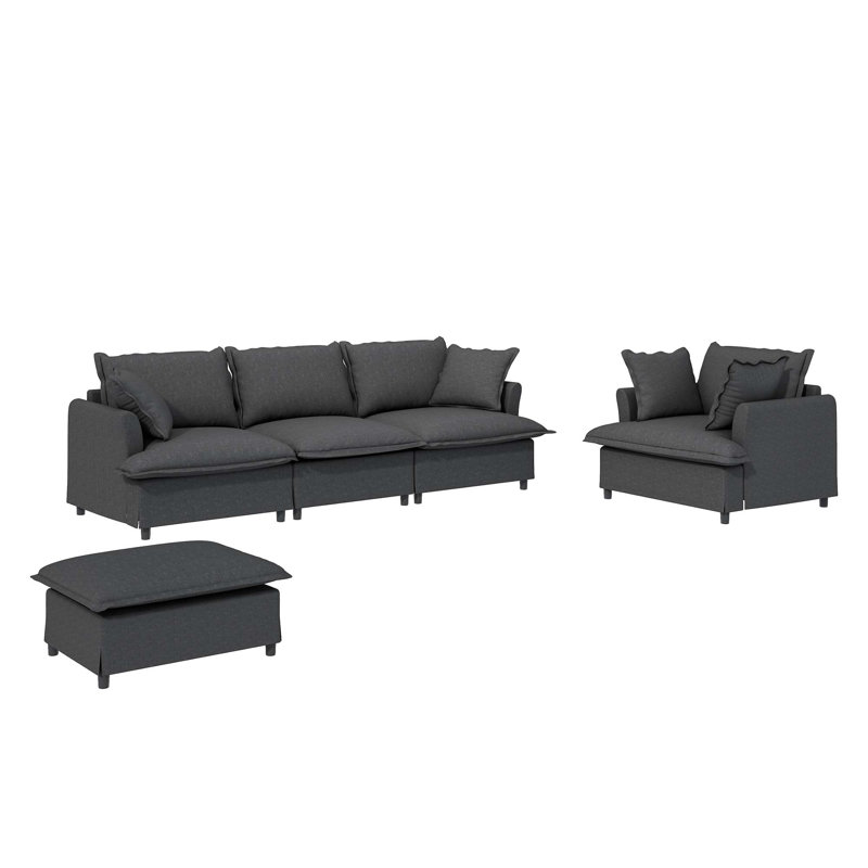 33*27.5" Ottoman Module for Modular Sectional Sofa,Wide Seat,Chenille,2 Colors(only ottoman), Gray