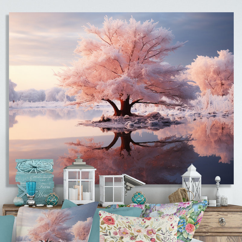 «Winter Peach Tree On Frosty Morning I», reproduction d'art sur toile, H 30 po x l 40 po x P 1,5 po, Toile tendue