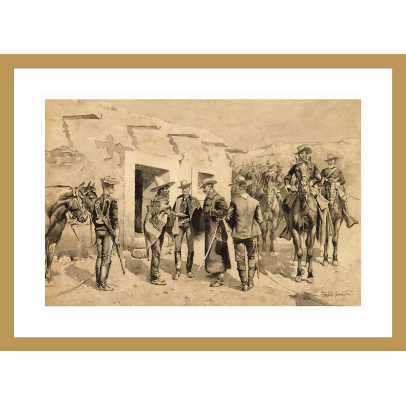 «U. S. Cavalry Hunting Garza Men on the Rio Grande» par Frederic Remington, impression giclée encadrée