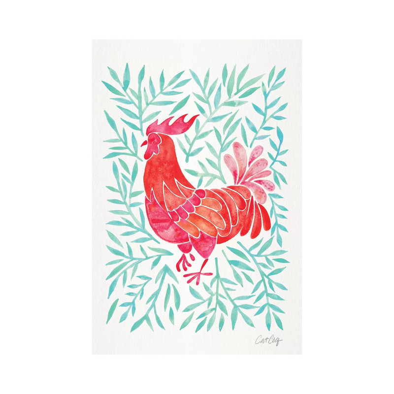 Coq par Coquillette - reproduction d'art, H 40 po x l 26 po x P 1,5 po, Toile tendue, Aucun mat