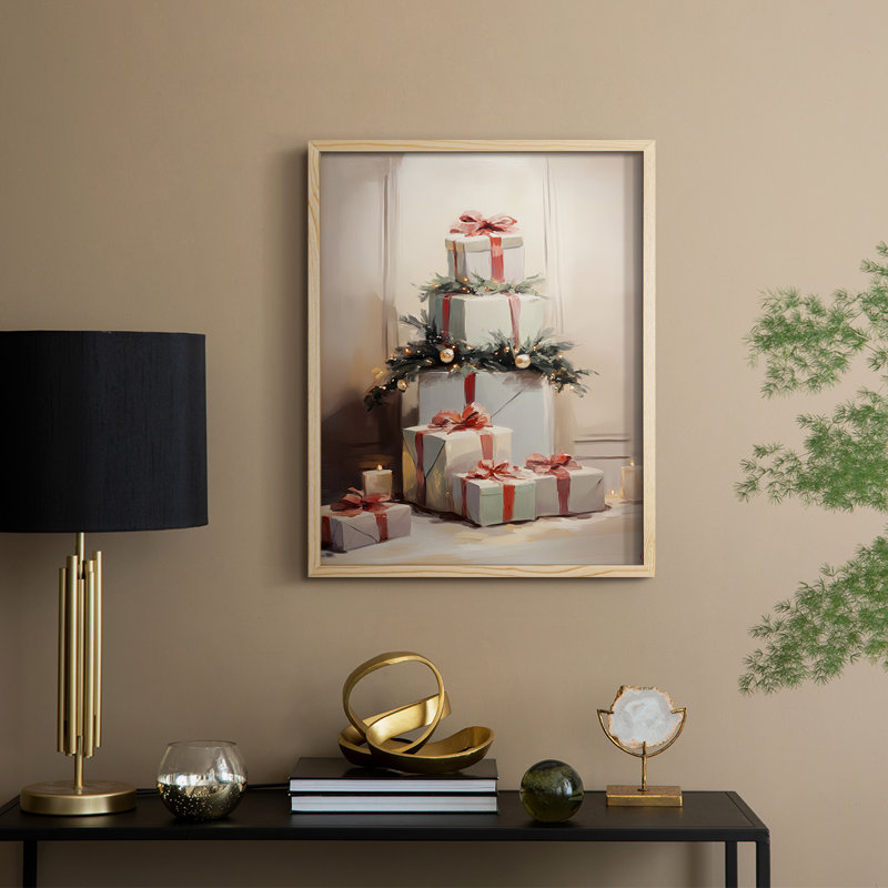 Art des Fêtes de Noël, série 2, reproduction d'art encadrée, bois massif, Naturel, H 11 po x l 9 po