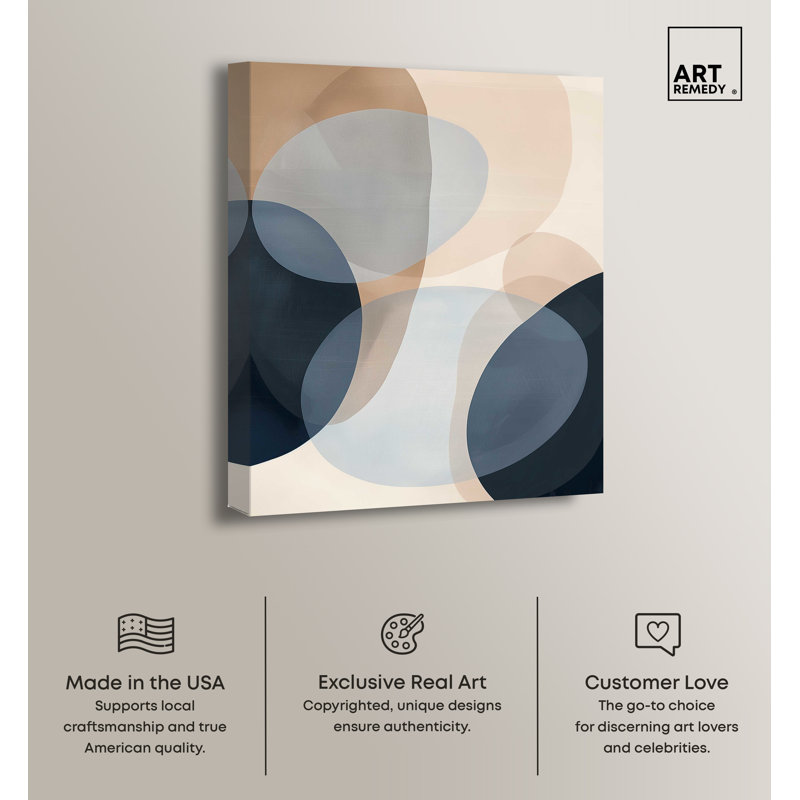 Abstract Shapes Beige and Blue 20" x 24" Canvas Wall Art