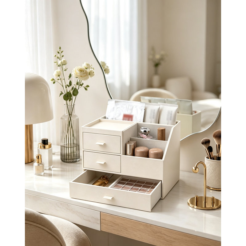 Faux Leather Desk Organiser