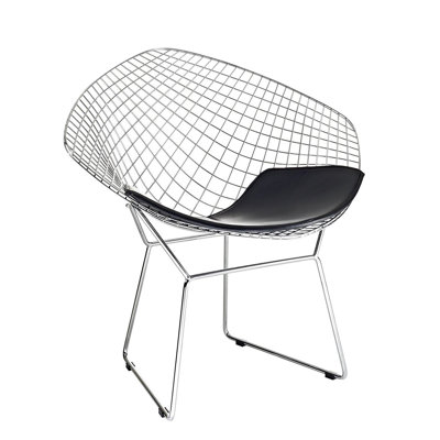 17.5'' H Faux Leather Upholstered Metal Armchair