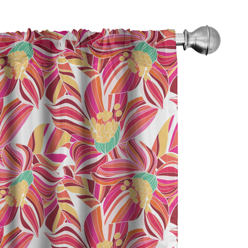 Floral Semi-Sheer Rod Pocket Curtain Panels, 28" x 95"