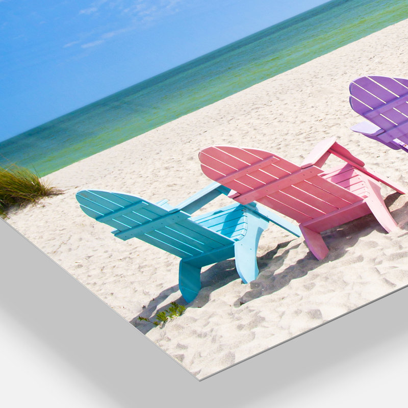 Photographie de plage, art mural, chaises Adirondack, reproduction côtière - chaises de plage Adirondack, Métal