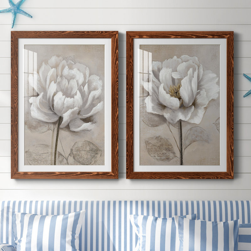 "Soft White I", ensemble de 2 reproductions d'art, H 31,5 po x l 47 po, Impression encadrée avec passe-partout, Érable