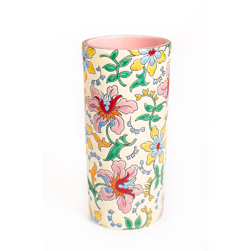Primadonna Handmade Earthenware Table Vase, 6.7" H x 3.9" W x 3.9" D