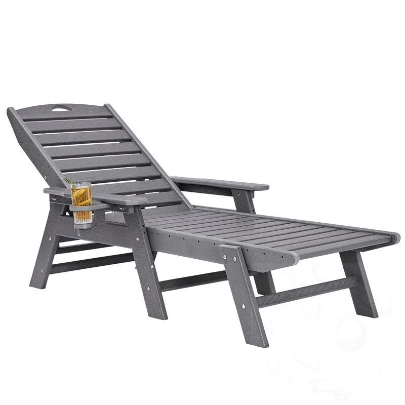 Adjustable Reclining Outdoor Chaise Lounge, Gray