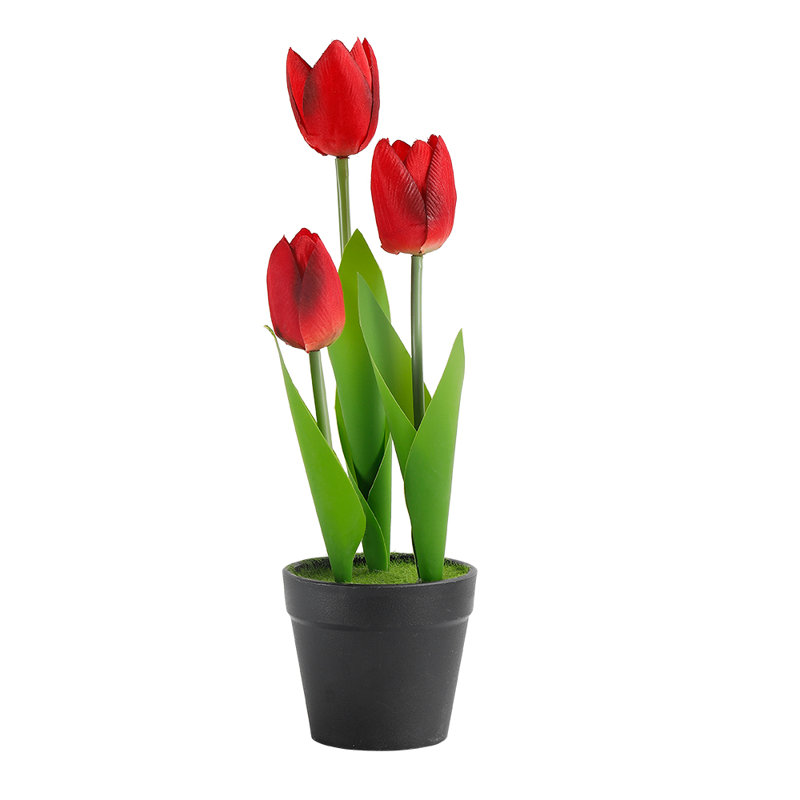 Artificial Tulip Potted Plant, Red