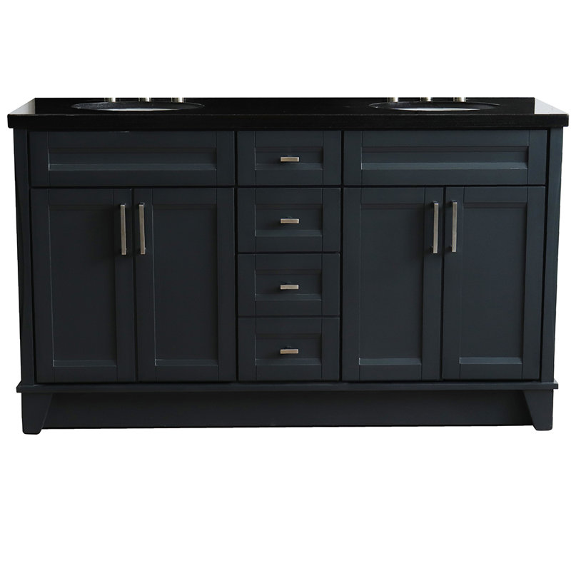 Ensemble de meuble-lavabo de salle de bain double 61 po Detlef, Noir