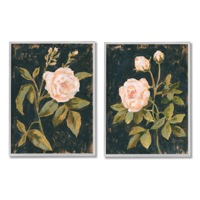 Fleurs de rose rétro enchantées et noir vieilli