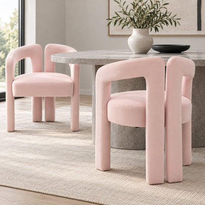 Fauteuil demi-tonneau Accent, ensemble de 2 chaises de salle à manger en velours