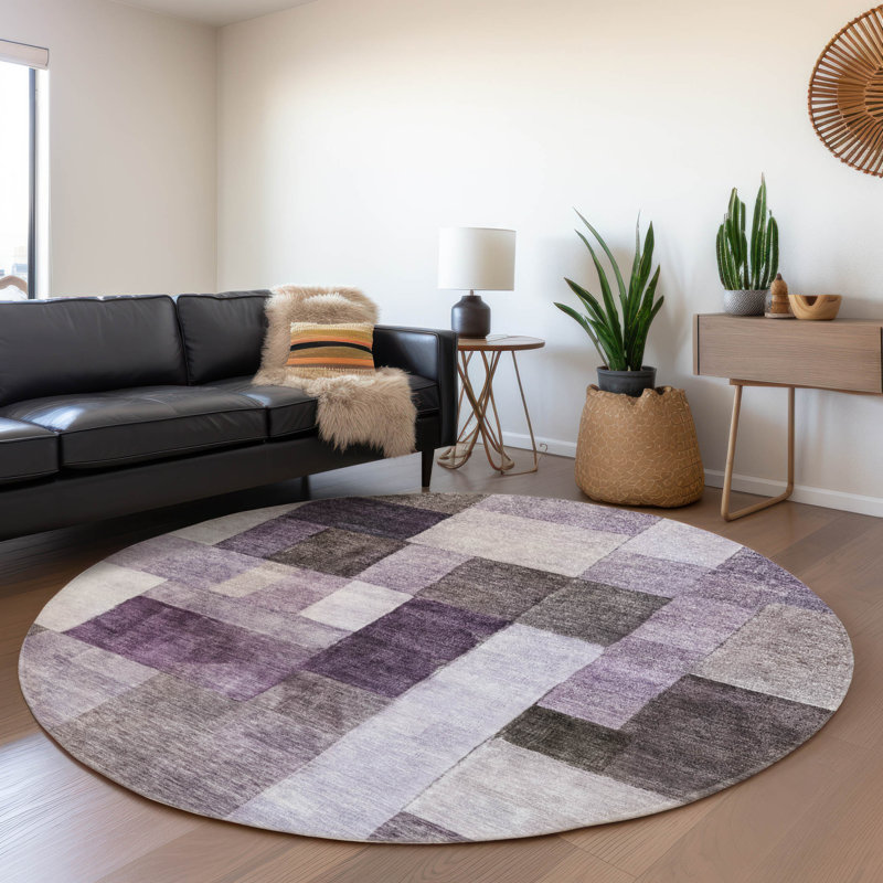 Tapis aubergine intérieur / extérieur lavable à la machine Cicel ACN1190, Rond 8 pi