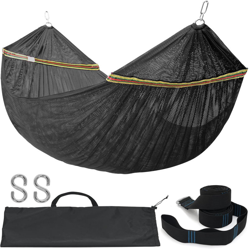Hammock Net with Tree Strap - Black, Black