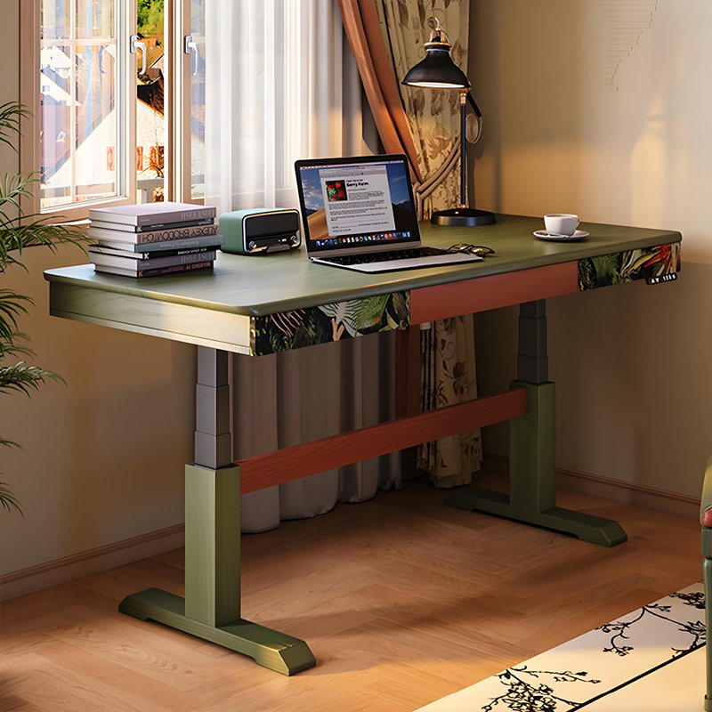 Bureau à hauteur réglable en bois massif 55,12 po, H 55,35 po x l 55,12 po x P 24,41 po