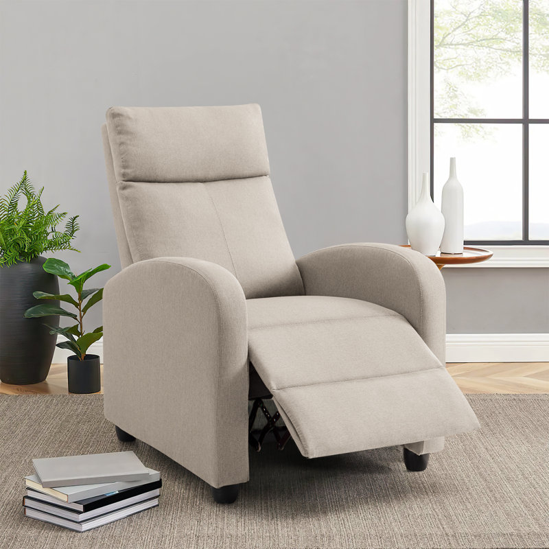 Kraker Upholstered Recliner, Beige Polyester Blend