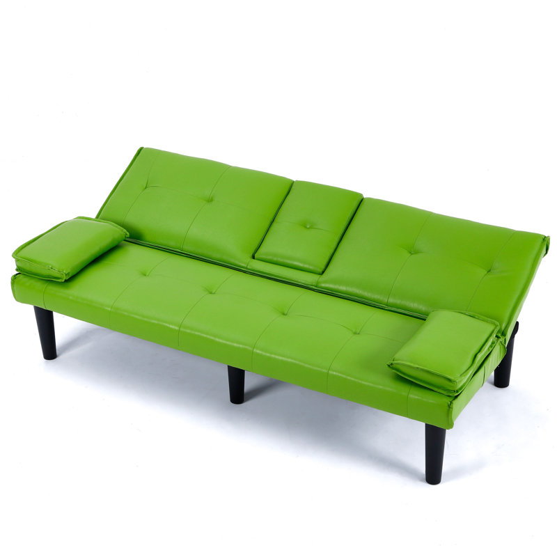 67-Inch Bed With Cup Holder, Ideal For Small - Sized Homes Foldable Holder Urban Apartment Living Rooms, Green
