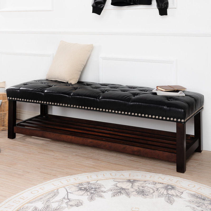 Banc de chambre et de base en bois rembourré. Siège entièrement rembourré en éponge. Fabrication. Housse de protection souple. Structure en bois massif et pieds en bouleau. L 58,99 po x P 19,47 po x H 17,45 po. Banc noir pour vestibule. Base.