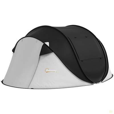 Outsunny Pop Up Tent, Instant Camping Tent With Porch And Carry Bag, 3000Mm Waterproof, For 2-3 People, (Poles Included)