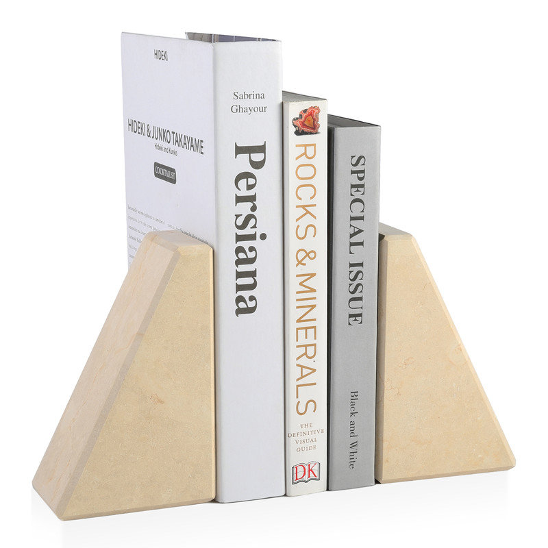 Serre-livres en marbre (ensemble de 2), Jaune, H 2,54 po x l 5,93 po x P 3,98 po