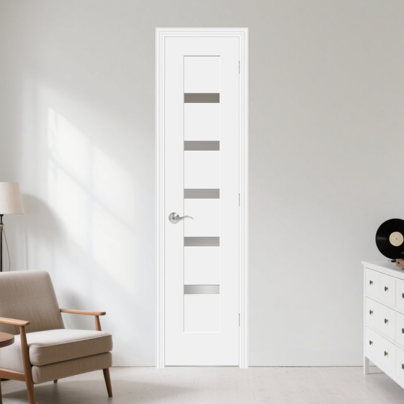 Petite porte à dalle 80 po en bois massif avec verre apprêté 80 po sans cadre ni quincaillerie, 18 po x 80 po