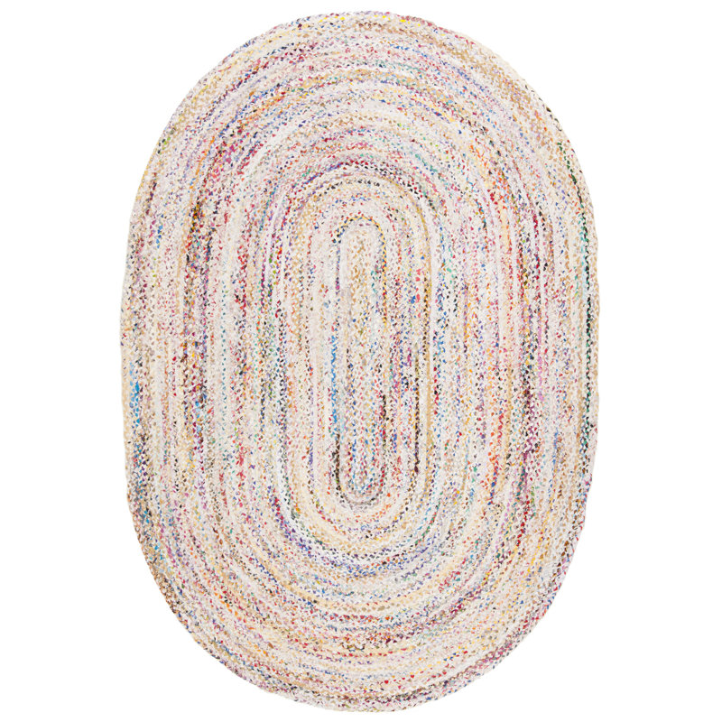 Hurst Hand Woven Abstract Cotton Area Rug , Oval 7' x 9'